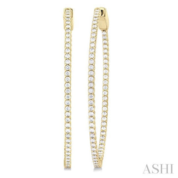 1 Ctw Inside & Outside Round Cut Diamond Hoop Earrings in 14K Yellow Gold